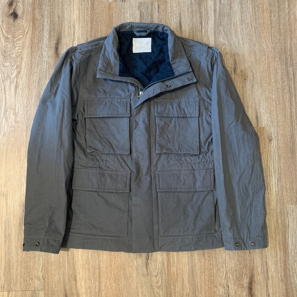 Everlane fleece-lined waxed field military jacket, grey,‎ cotton lyocell -XS men